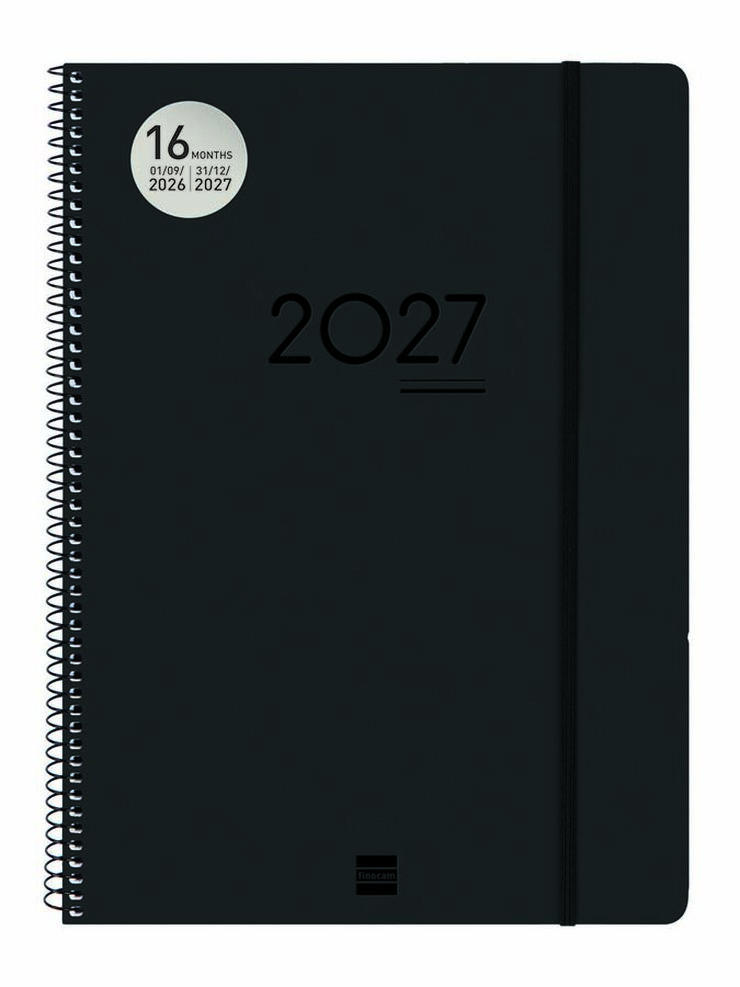 Agenda Finocam 16M Ikon E40 Sem/Vista Vertical Multiling&uuml;e 2026-27 Negro