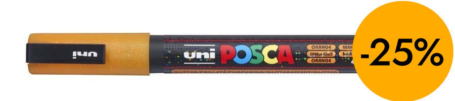 Rotulador Posca PC-3M 0,9-1,3mm naranja glitter