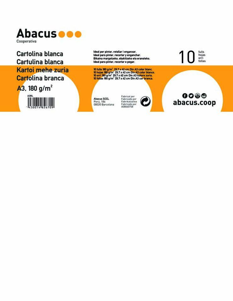 Cartolina blanca Abacus A3 10 fulls