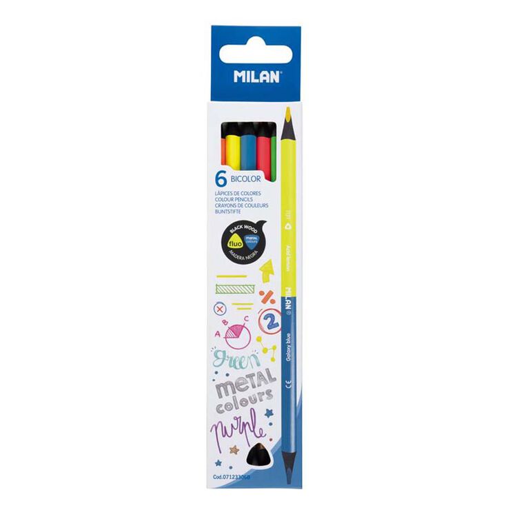 Llapis de colors Milan Bicolor Fluo/Metall 6 colors