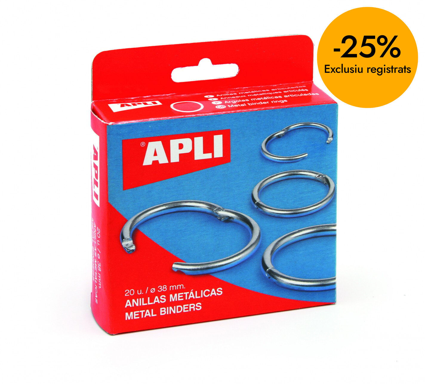 Anillas met&aacute;licas Apli 38mm 20u