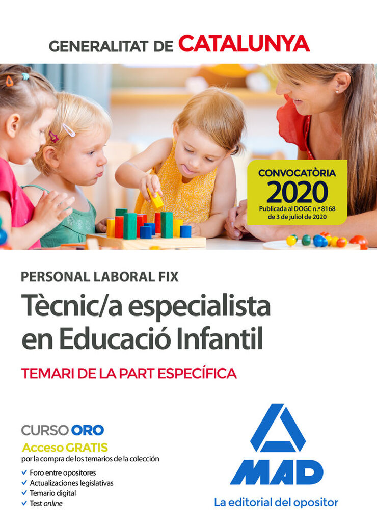 Personal laboral fix de tècnic/a especialista en educació infantil de la Generalitat de Catalunya. Temari de la part específica