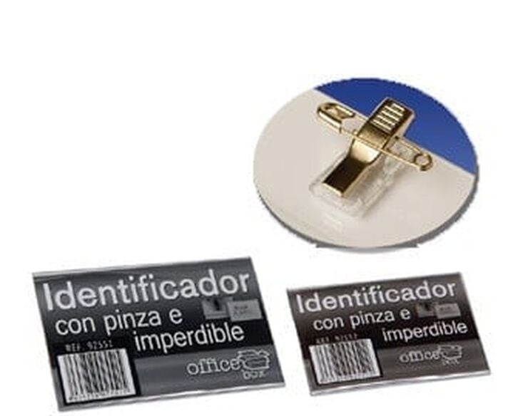 Placa identificadora amb pin&ccedil;a i imperdible Office Box