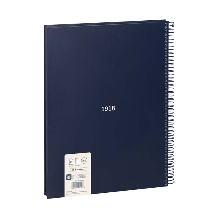 Notebook 1 A4 80 fulls 5x5 Milan 1918 blau