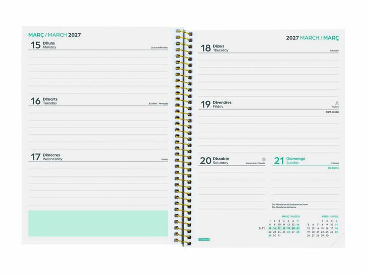 Agenda Escolar Finocam Secundaria 1/4 Sem/Vista Catal&aacute;n 2026-27 Shine