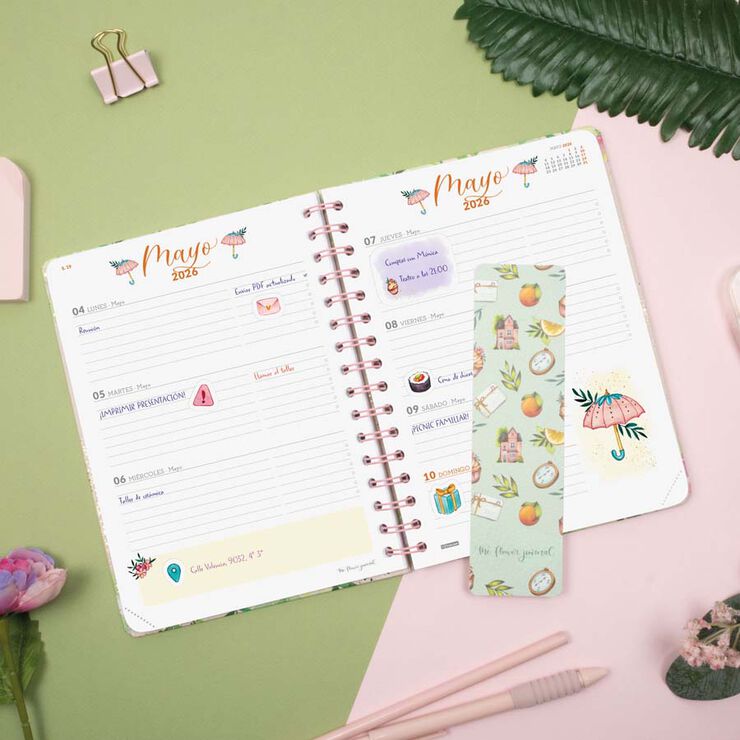 Agenda Finocam The Flower Journal E10 setm/vista horitzontal cas 2026 rosa