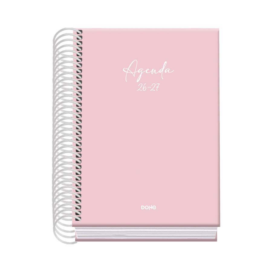 Agenda Escolar Dohe Espiral A6 d&iacute;a p&aacute;gina castellano 2026-2027 Serenity rosa