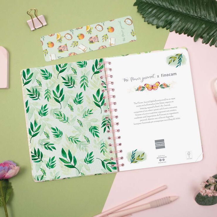 Agenda Finocam The Flower Journal E10 setm/vista horitzontal cat 2026 rosa