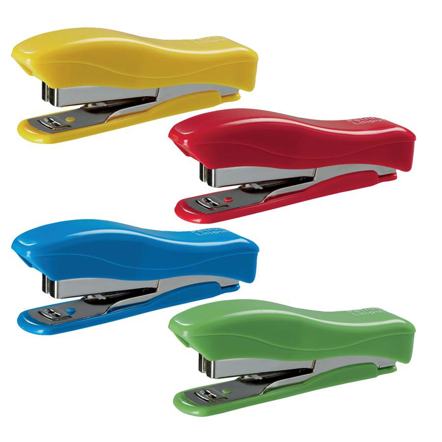 Grapadora Petrus Liliput+grapas colores surtido