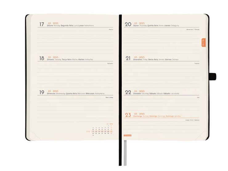 Agenda Finocam Textura M4 sem/vista h cat 2025 negro