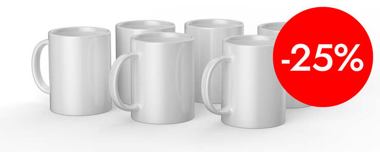 Tazas Mug Press 440 ml blanco 6u
