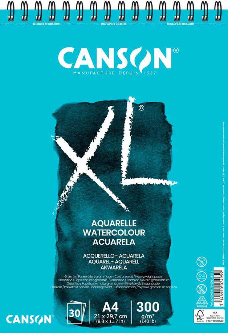 Bloc aquarel·la Canson XL A4 300g 30 fulls