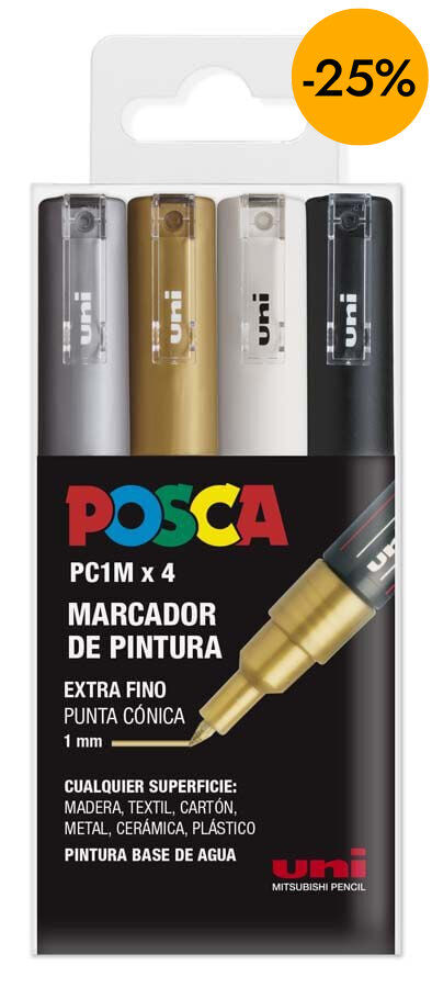 Retoladors Posca PC-1M 0,7mm metall 4 colors