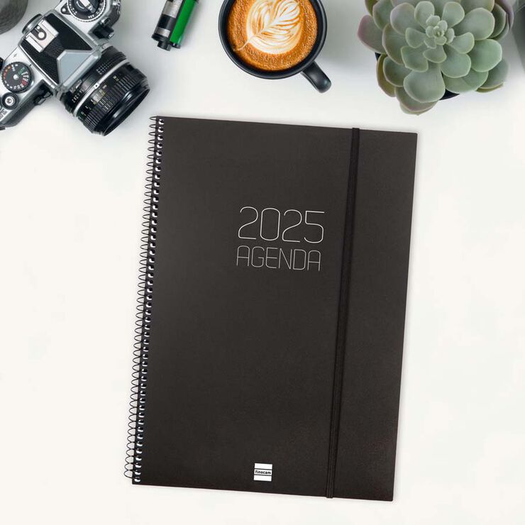 Agenda Finocam Opaque E40 setm/vista v cat 2025 negre