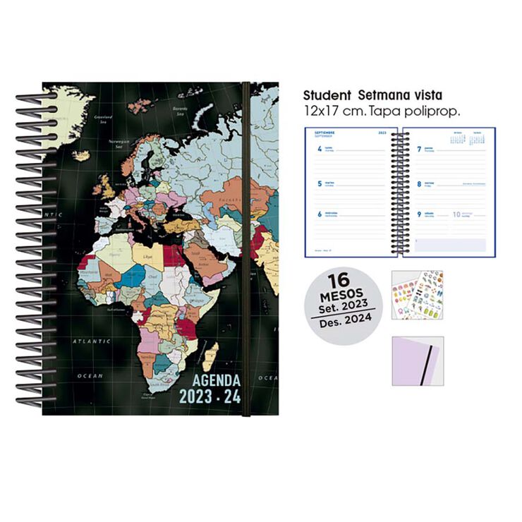 Agenda escolar 16 mesos S/Vista Català 23-24 Student Mapamundi