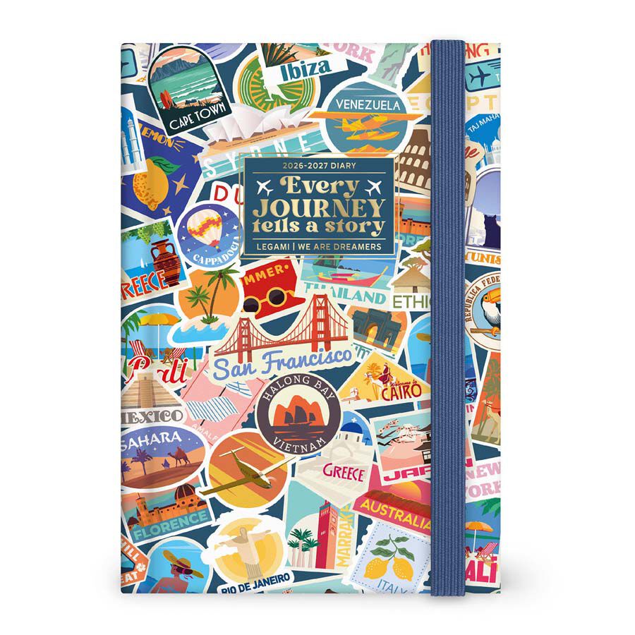 Agenda Legami 16 Meses Medium D&iacute;a/P&aacute;g. Multiling&uuml;e 2026-2027 Travel Stick