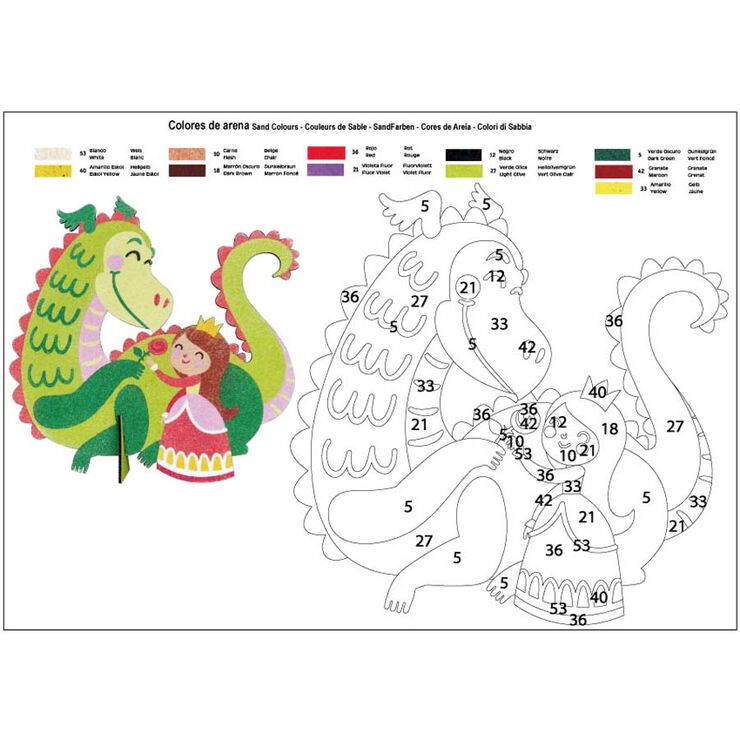 Pintar con Arenas Arenart Sant Jordi Silueta Dragón y Princesa
