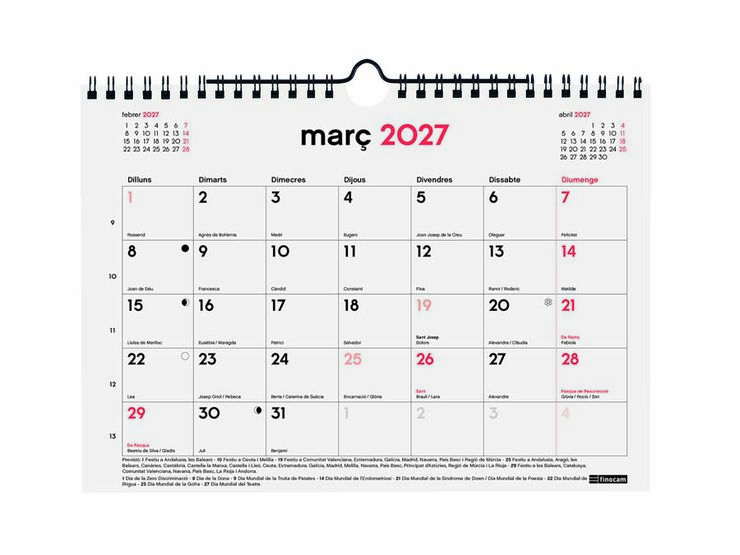 Calendario Pared Finocam 16M 21x15cm Catal&aacute;n 2026-27