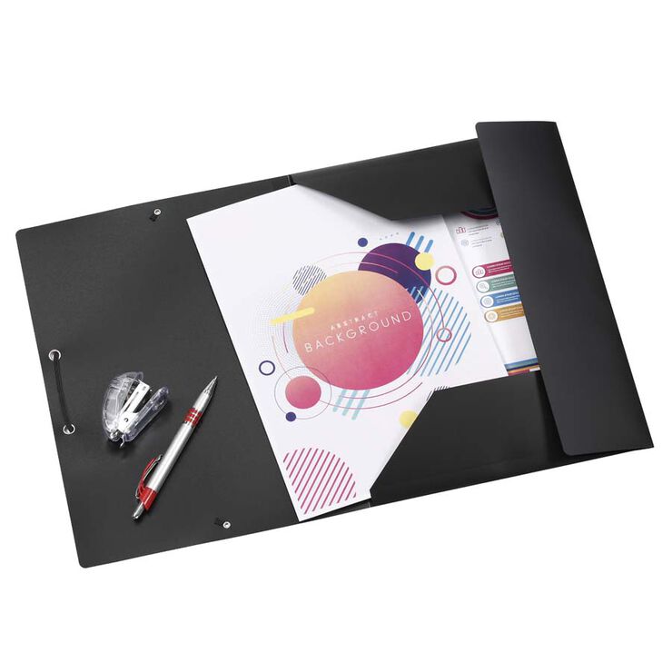 Carpeta gomas 3 solapas Folio PP negro