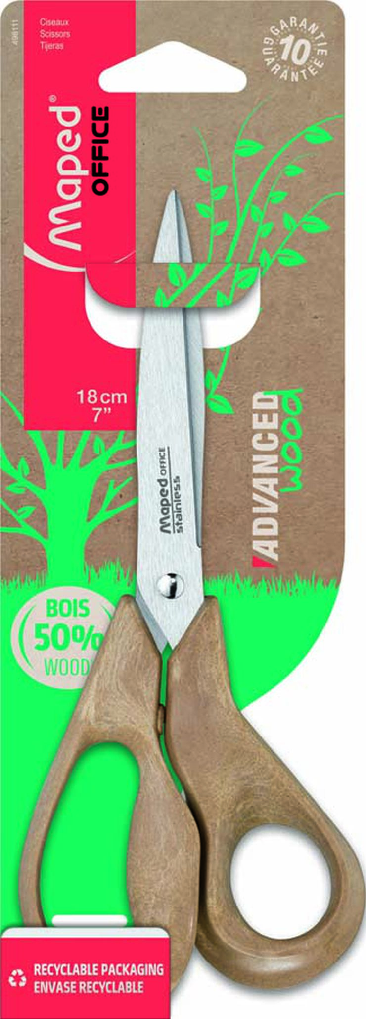 Tijera Maped Advanced Wood asimétrica 18cm