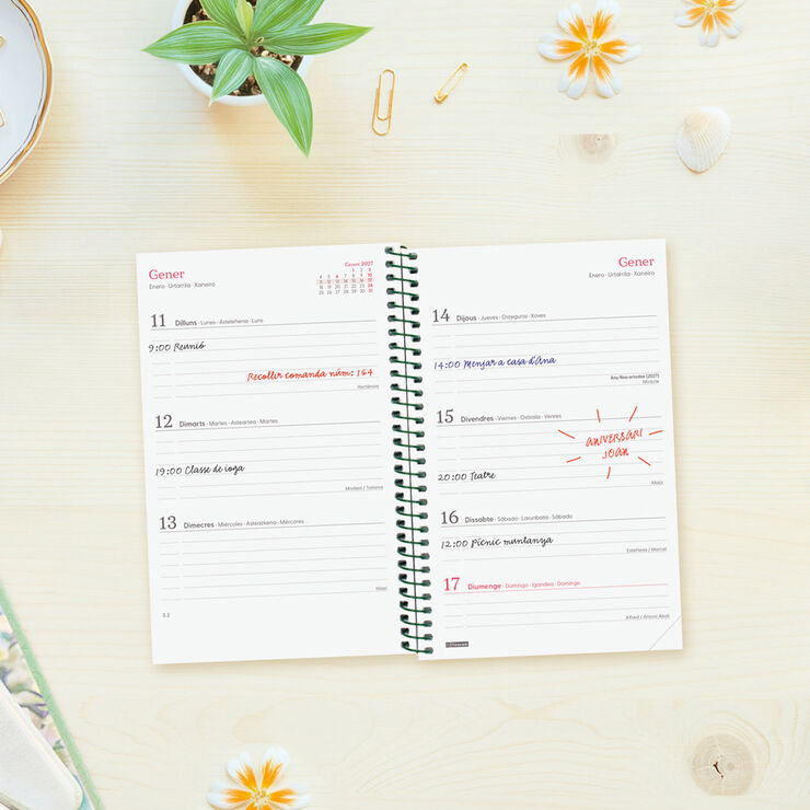 Agenda Finocam Design Collection Semana Vista Horizontal 2027 Catal&aacute;n Lema
