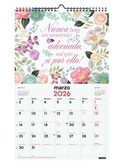 Calendario pared Finocam espiral 25x40 Frases motivadoras 2026 castellano