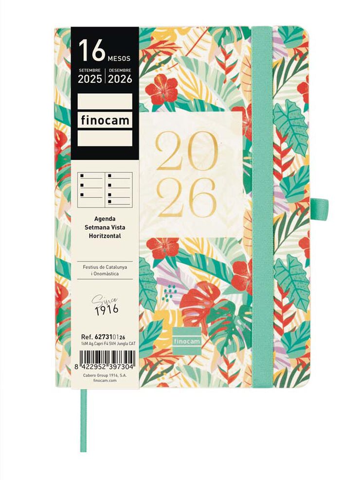 Agenda Finocam 16 meses Capri F4 sem/vista cat 2025-26 jungla