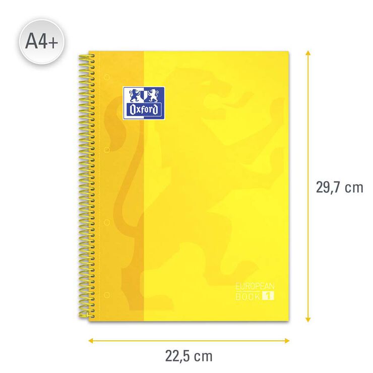 Notebook Oxford EuropeanBook 1 A4 80 hojas 5x5 amarillo