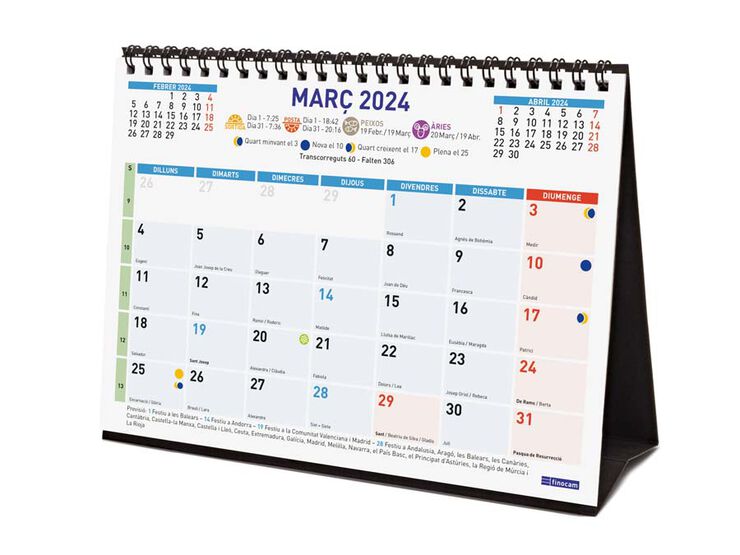 Calendari sobretaula Finocam Color Escriu A5 S 2024 cat