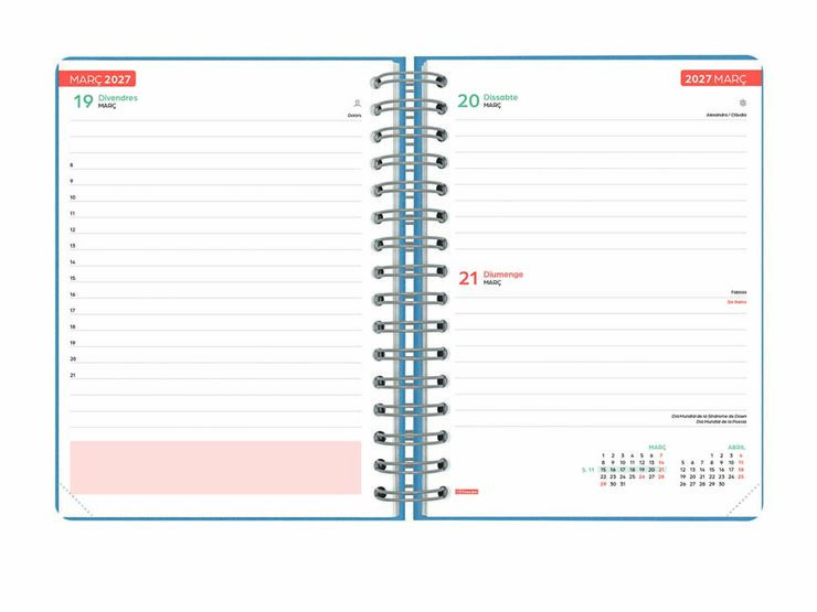 Agenda Escolar Finocam Cosmoflex 1/4 D&iacute;a/P&aacute;gina Catal&aacute;n 2026-27 Azul