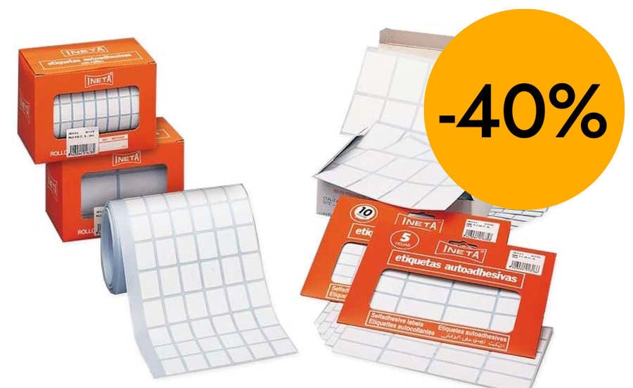 Rotlle d'Etiquetes adhesives Ineta 19x27mm blanc