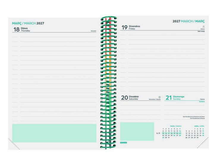 Agenda Escolar Finocam Diva 1/4 D&iacute;a/P&aacute;gina Catal&aacute;n 2026-27 Colors