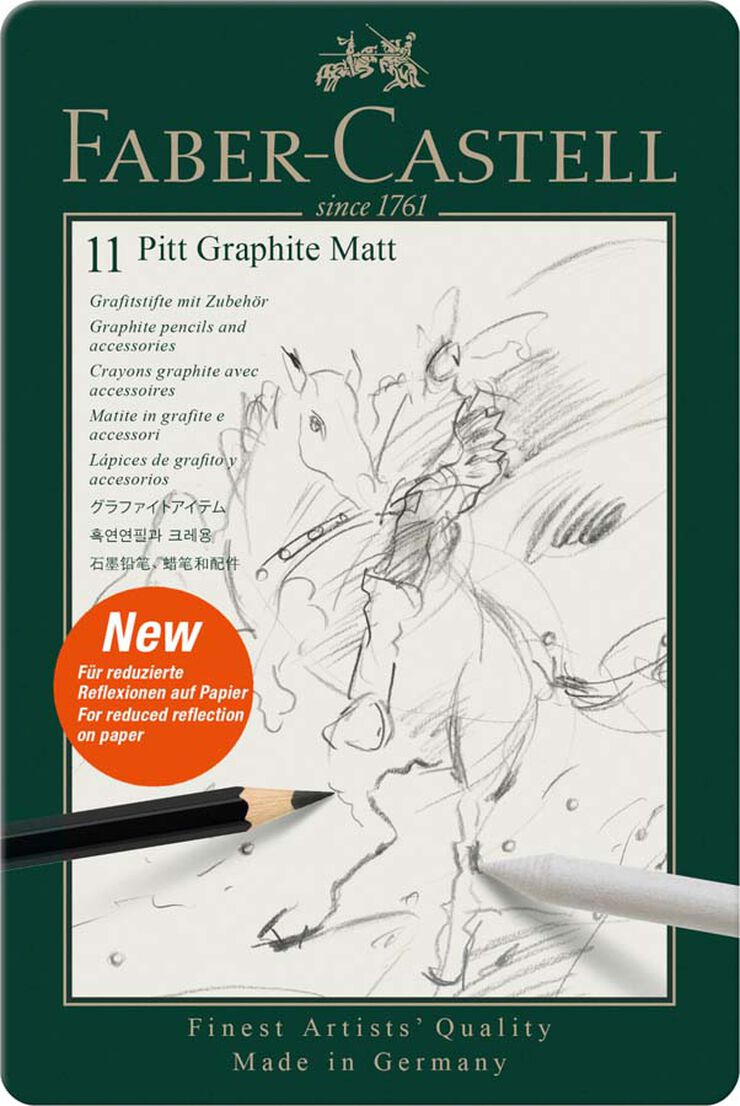 Lápiz Grafit Faber-Castell 8u estuche metal