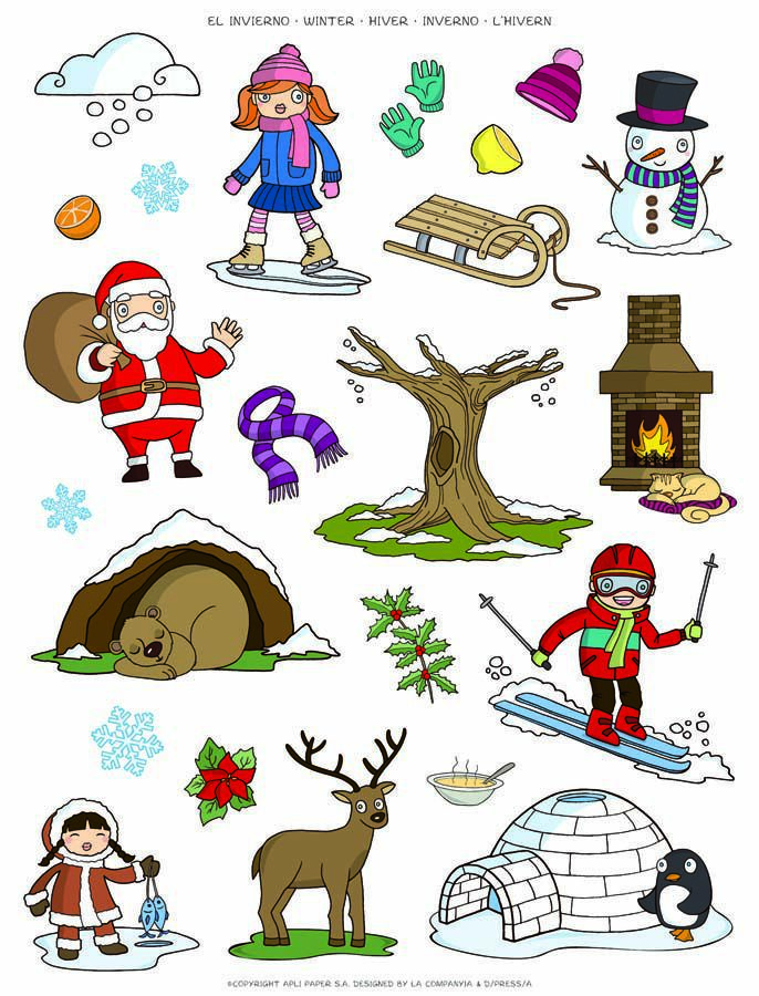 Gomets tem&aacute;ticos Apli El Invierno 12 hojas 276u