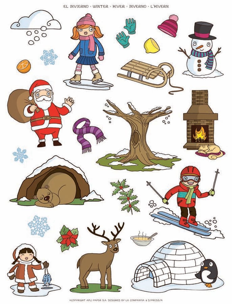 Gomets tem&aacute;ticos Apli El Invierno 12 hojas 276u