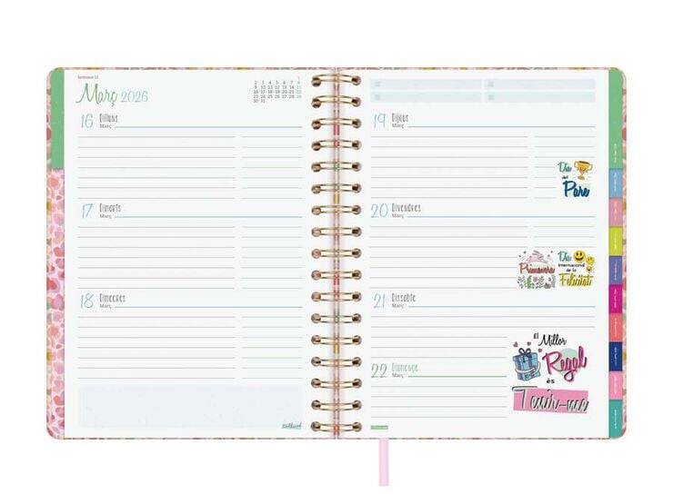 Agenda Finocam Talkual 1/4 sem/vista horizontal cat 2026 Oro