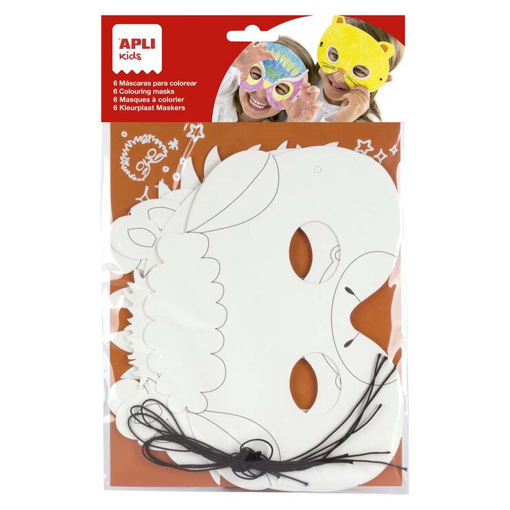 Máscaras para pintar Apli Animals 6u