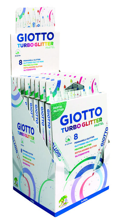 Estoig de retoladors Giotto Turbo Glitter Pastel 8 colors