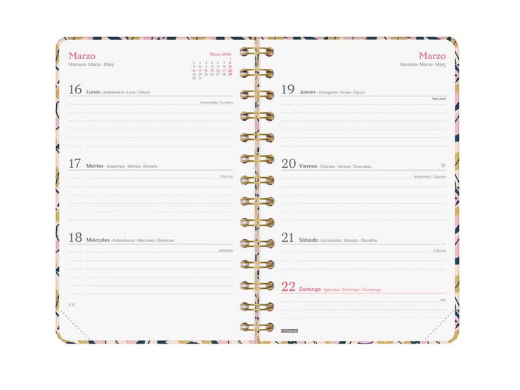 Agenda Finocam You E5 sem/vista horizontal cas 2026 Hojas