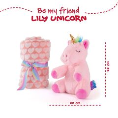 Kit Peluche y Manta Unicornio rosa Perletti