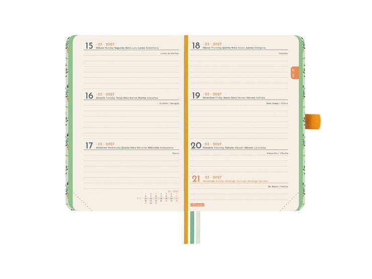 Agenda Finocam Design Semana Vista Horizontal 2027 Catal&aacute;n Lema