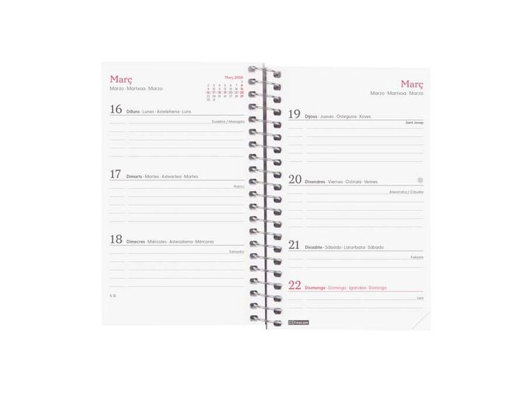 Agenda Finocam Design Collection E3 sem/vista horizontal cat 2026 Imposible