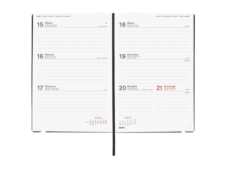Agenda Finocam Mara Semana Vista Horizontal 2027 Catal&aacute;n Azul