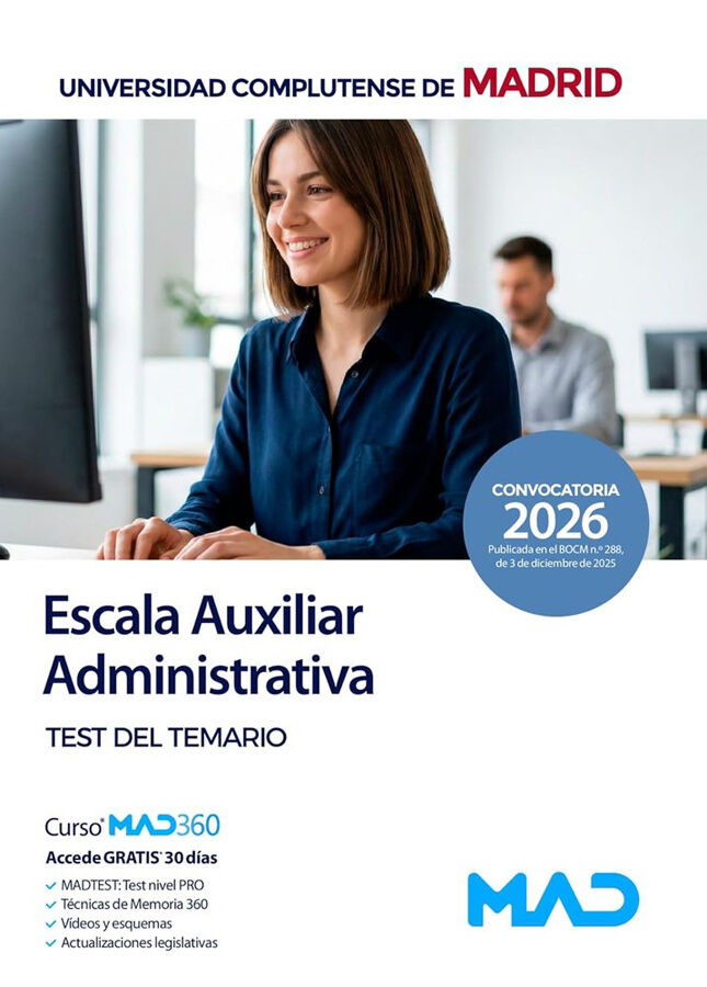 Escala Auxiliar Administrativa de la Universidad Complutense de Madrid. Test del temario