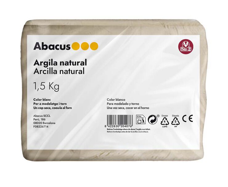 Barro Abacus blanco 1,5 Kg (Sio-2)