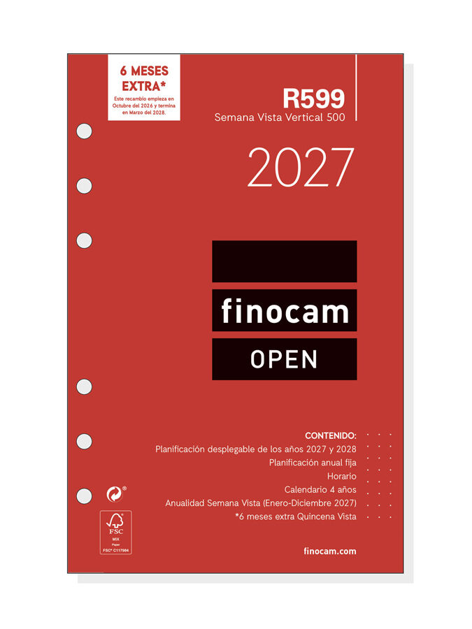 Recambio Finocam Open 500 122x168 Semana Vista Castellano Azul 2027