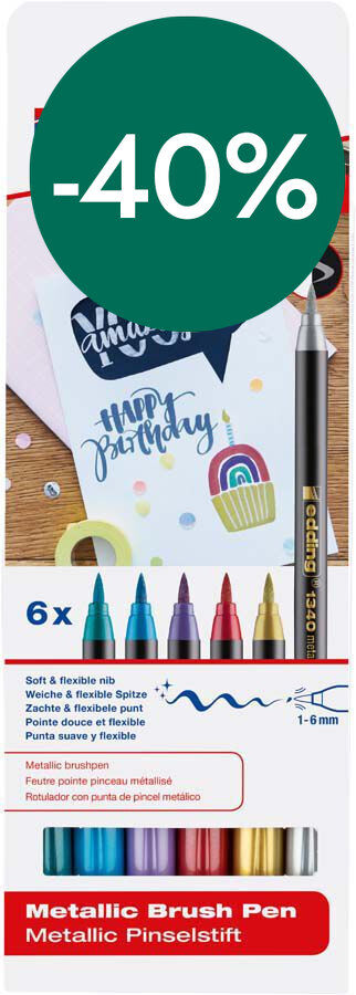 Retoladors Edding Brush Pen 1340 metal 6 colors