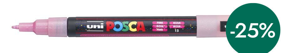 Retolador Posca PC-3M 0,9-1,3mm rosa glitter