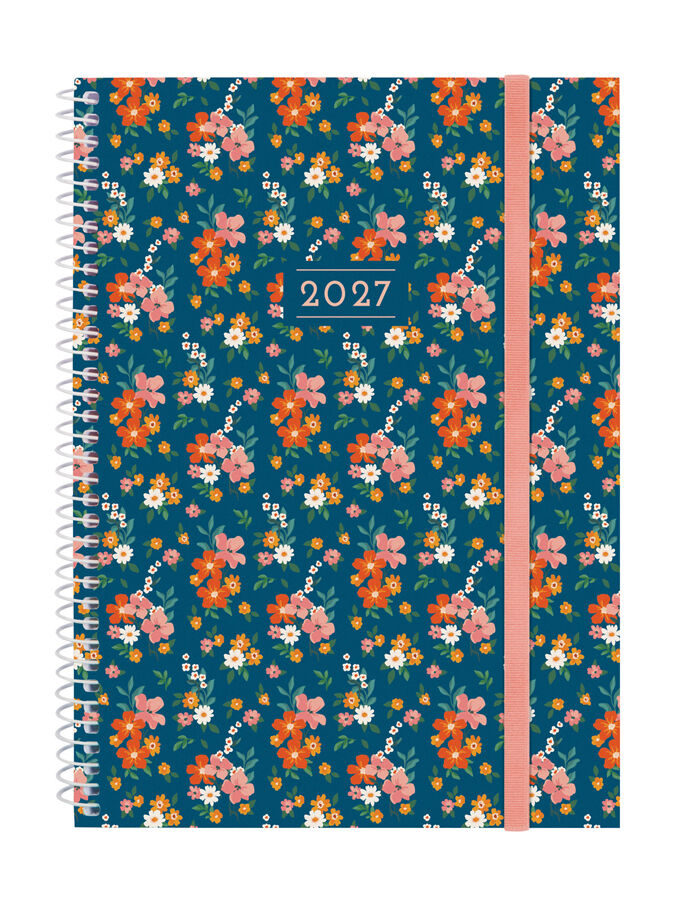 Agenda Finocam Design Collection Setmana Vista Horitzontal 2027 Castell&agrave; Flora