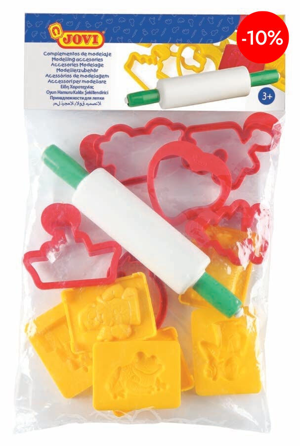 Moldes para plastilina Jovi 12u + 1 rodillo